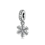 Snowflake zircon beads charms  Sterling Silver Beaded Bracelet Accessories  Christmas Gift Jewelry