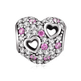 Love and Friendship Beads Pink and White Zirconia Loving Shape Charm