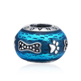 Customized Women Animal Series Blue Color Puppy And Cat Paw Bone Beads
