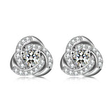 Trendy 925 Sterling Silver Metal Women Earrings Zircon Love Flower Earrings