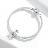 925 Sterling Silver Cute Dodo with Heart Beads Charm For Bracelet  Fashion Jewelry For Women or men