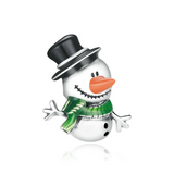 S925 Sterling Silver Christmas Joy Little Snowman Beads