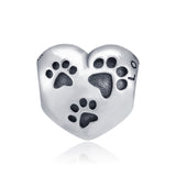 Heart Loving Shipping Bracelet Beads Silver 925 Sterling Puppy /Cat Paw Beads