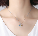 fashion dragonfly Pendant S925 Sterling Silver Necklace for girl