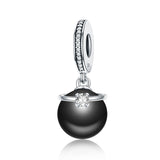 silver zirconia black shell Pearl Charms