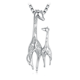 Cubic Zirconia Mother and Daughter Giraffe Pendant Necklace