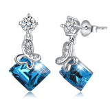 crystal blue stud earrings rhodium plating wholesale earrings