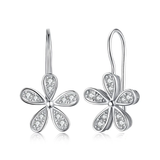 Daisy Flower Cubic Zirconia CZ Dangle Drop Earrings