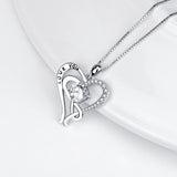 CZ Heart Zirconia Necklace Design I Love You Engraved Silver Necklace