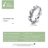925 Sterling Silver Classical Branches Rings for Girlfriend Engagement Wedding Statement Jewelry