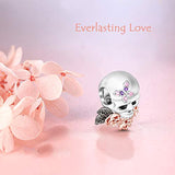 Sugar Skull Charm 925 Silver  Butterfly and Rose Gold Plated Flowers Bracelets Charm for Women