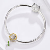 S925 sterling silver  white gold plated & gold plated zircon sunflower charms