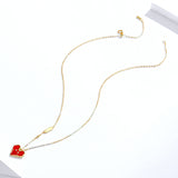 S925 Sterling Silver National Style Rat Treasure Pendant Necklace Gold Plated Oil Dripping Zircon Necklace