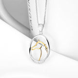 Oval Horse Different Color 925 Sterling Silver Pendant Necklace