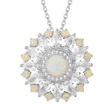 October Birthstone Yellow Gold Plated Sterling Silver Created Fire Opal Sunflower Necklace Cubic Zirconia Statement Fine Jewelry for Women 16+2 inch Extender