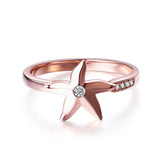 925 Sterling Silver Jewelry Lovely Rose Gold Plating Starfish Ring Design
