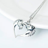 Animal Horse Shaped Heart Necklace Customend 925 Sterling Silver Fashion Jewelry For Woman