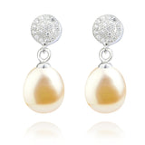 Regular Shape Mother of Pearls Earrings Zirconia Pearl Mounting