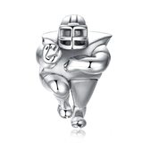 Silver Rugby Football Player Charm Beads 