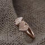 Rose Gold Heart Rings Design Double Heart Silver Rings