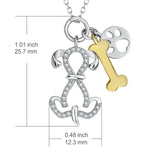 Puppy Shape Bone Necklace Puppy Paw Print Engraving Zircon Necklace