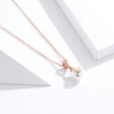 S925 Sterling Silver Love Necklace Rose Gold Plated Zircon Shell Bead Necklace