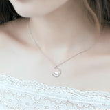 Pearl Moon Necklace Full Cubic Zirconia Moon Silver Women Necklace