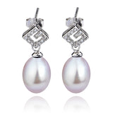 cute sweet elegance pearl mounting earrings drop gemstone earrings