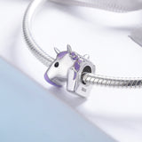 S925 sterling silver white gold plated Epoxy unicorn charms