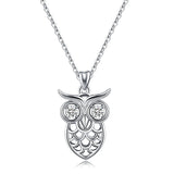 Owl Diamond Necklace Pendant S925 Sterling Silver Wild Animal Jewelry