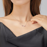 S925 Sterling Silver Heartbeat Fishbone Pendant Necklace White Gold Plated and Rose Gold Plated Zircon Necklace