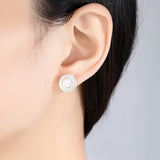 Gold Plated Shell Earrings Simple Design Round Shape 925 Sterling Silver Shell Jewelry