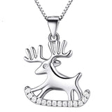S925 Sterling Silver Personality Korean Version Of The Micro-Inlaid Christmas Elk Pendant Necklace Female Jewelry Cross-Border Exclusive