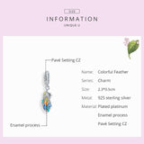 925 Sterling Silver Beautiful and Colorful Feather Beads Charm For Bracelet  Fashion Jewelry For Women