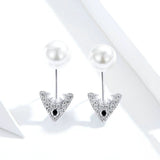 Pearl Earrings for Women 925 Sterling Silver Shark Animal Dangle Earing Female Fashion Jewelry
