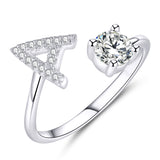  letter A cubic zirconia ring