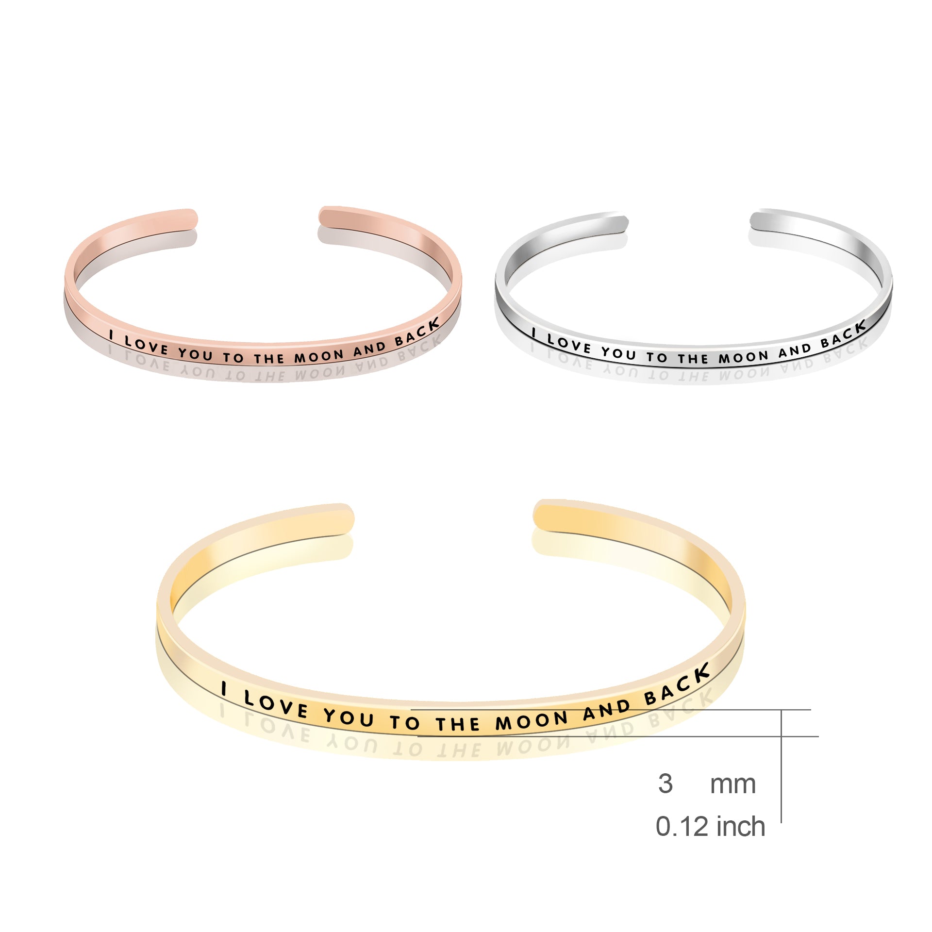 I LOVE YOU TO THE MOON AND THE BACK Bangle Words Engraved Copper Bangle