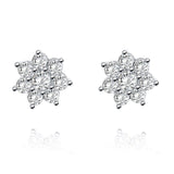 14K Gold Plated Sterling Silver Post Flower Halo Cluster Cubic Zirconia Stud Earrings For Women