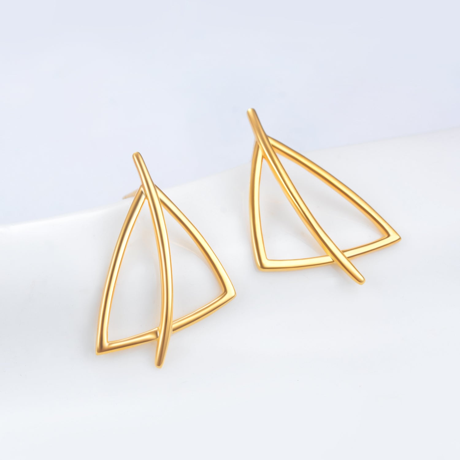Silver Wire Weave Earrings Geometric Gold Plating Triangle Shape Earrings