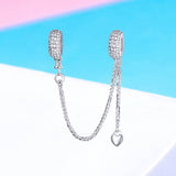 S925 sterling silver white gold plated small tires silicone safety chain charms