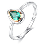 Elegant Emerald CZ Ring Wholesale 925 Sterling Silver Two Tone Plating Cubic Zirconia Jewelry
