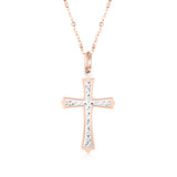 18K Gold Europe And America Hot Sale Full Diamond Openwork Cross Pendant Korean Version Of Zircon Necklace