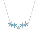 Starfish Necklace for Girlfriend Sterling Silver Fashion Jewelry Blue Short Necklaces