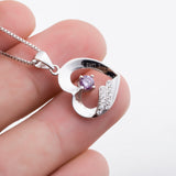 Laser Love You Heart Necklace Purple Zirconia Jewelry Necklace