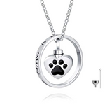 Silver Paw Print Urn Necklace