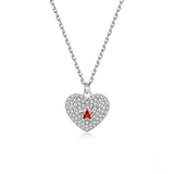 CZ Paved Red  Star Heart Pendant Necklace
