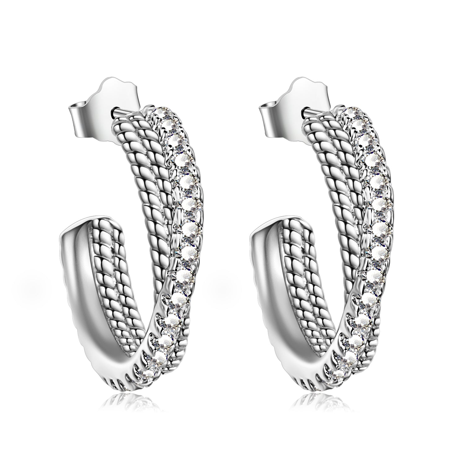 Twist Best Selling Earring Small Gemstone Cool Design Silver Earrings