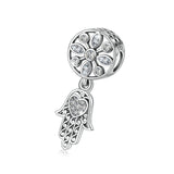 Fatima Hand Zircon beads charms  S925 Sterling Silver Beads Small Palm Bracelet Accessories Jewelry