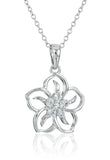 925 Sterling Silver Zircon Hollow Flower Pendant Necklace