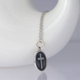 Cross And Black Medallion Pendant Necklace For Christmas Day